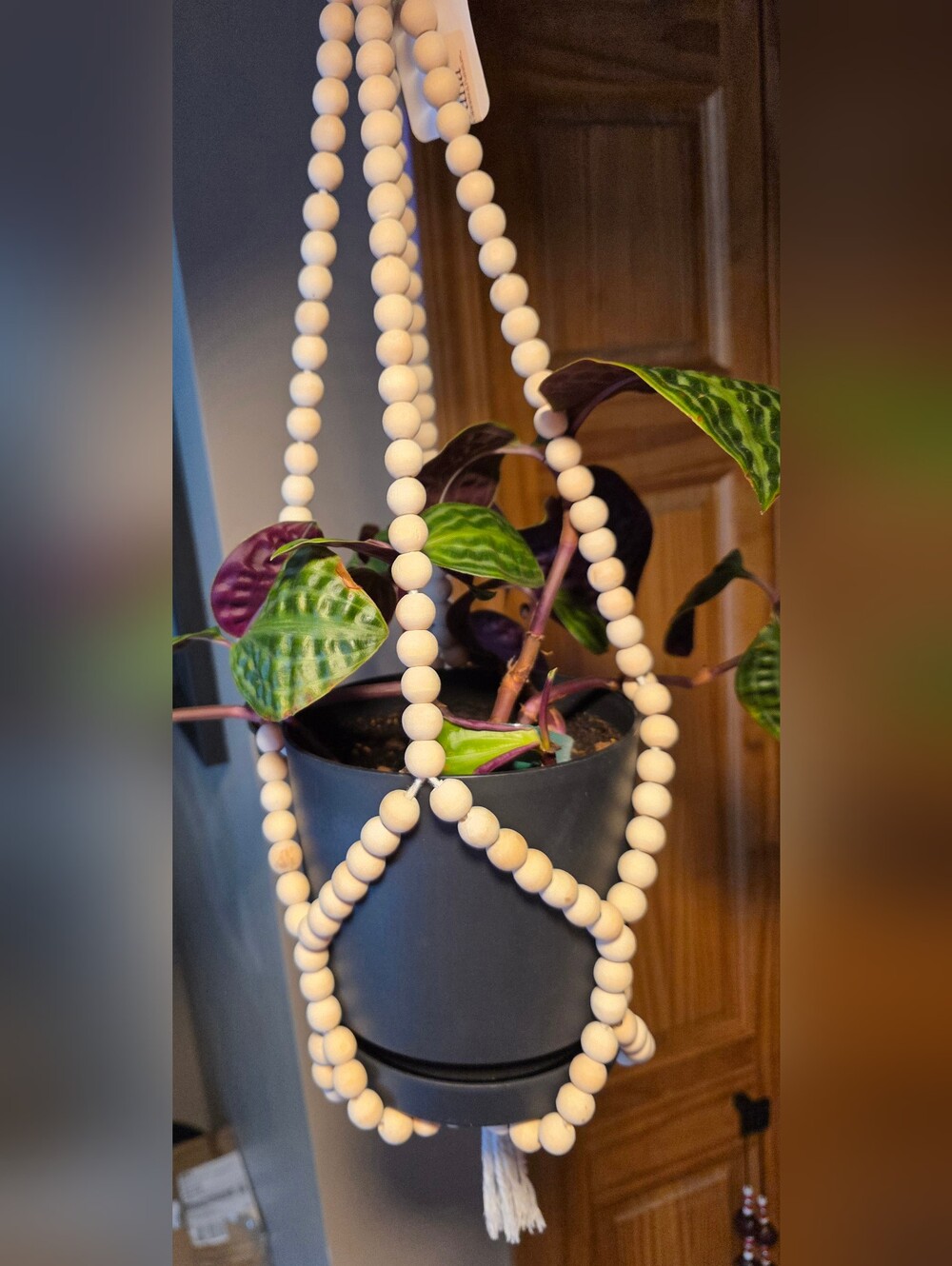 Boho Wood Beaded Plant Hangers